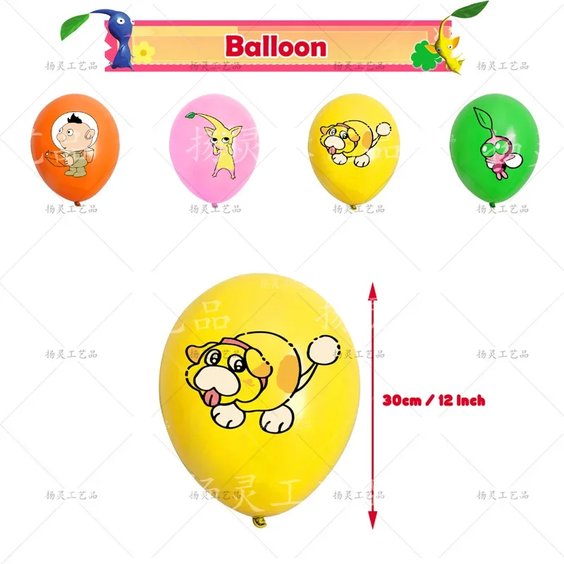 Kreskówka motyw Pikmin DIY balony akcesoria na przyjęcia baner urodzinowy lateksowa dekoracja z balonów do dekoracji tortu zabawki dla dzieci prezent