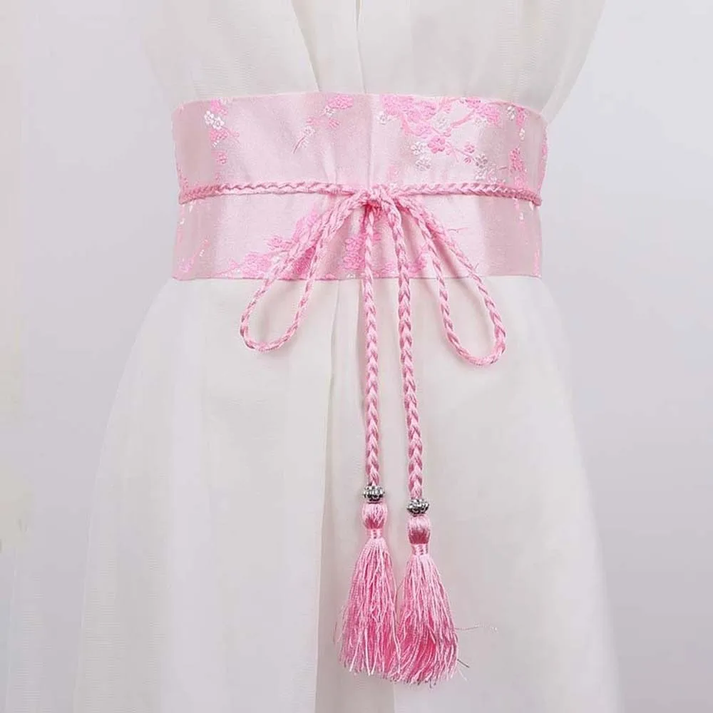Wide Style Embroidery Corset Embroidered Soft Fabric Hanfu Waistband Tie-closure Retro-pattern Ethnic Girdle Asian Style