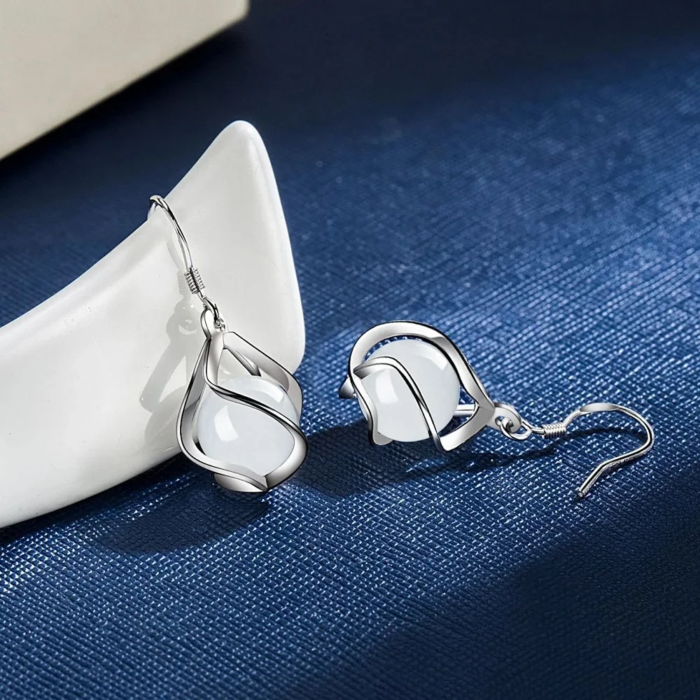 Hot 925 Sterling silver Beautiful drop earrings for women luxury fashion party wedding engagement jewelry Christmas gifts