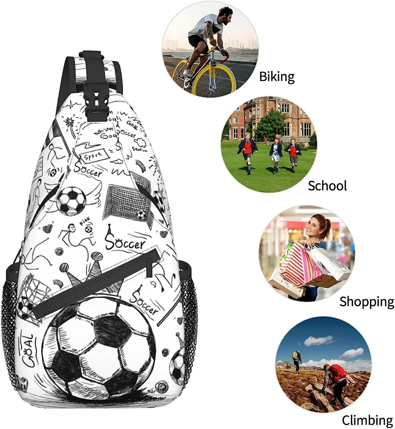 Soccer Sling Bag Sport Ball Soccer Chest Bag Casual Backpack Football Crossbody Bags Travel Hiking For Adults Women Men Gifts