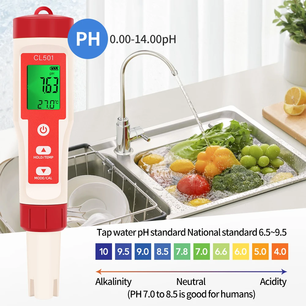 5-in-1-Chlormessgerät PH-Messgerät ORP H2 Temp Cl2 Detektor Wasserqualitätsmonitor Testwerkzeug Filter für Schwimmbad SPA Wasser – Detail 8