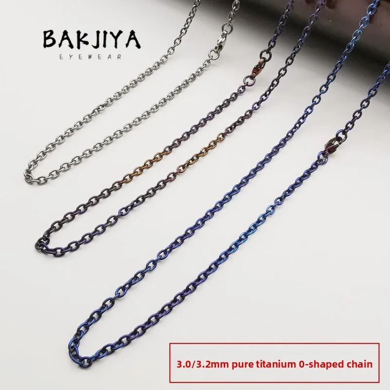 New 3mm/3.2mm Pure Titanium O-Chain Necklace - Welded O-Ring Chain, Hypoallergenic Lightweight Jewelry Fashion Burning Blue