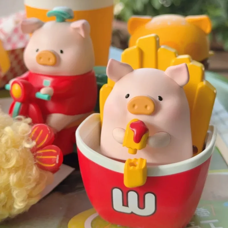 LuLu The Piggy Burger Series Blind Box Figur Anime Babi Lucu LuLu Mainan Boneka Model Dekorasi Meja Kotak Misteri Kejutan Hadiah Anak