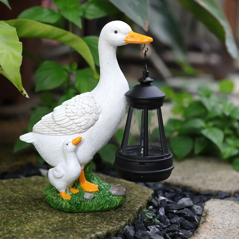 

Cute Resin Solar Duck Sculpture LED Super Bright Solar Lamp Garden Stake Light Warm Light Energy Saving Animal Figurine Outdoor