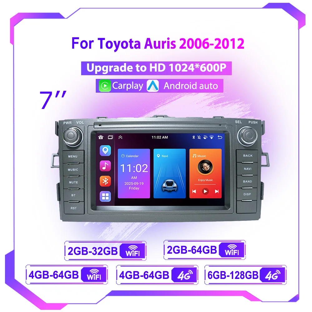 Car Radio For Toyota Auris Corolla 2006-2012 GPS Navigation Wireless CarPlay Android Auto Multimedia Player Intelligent System