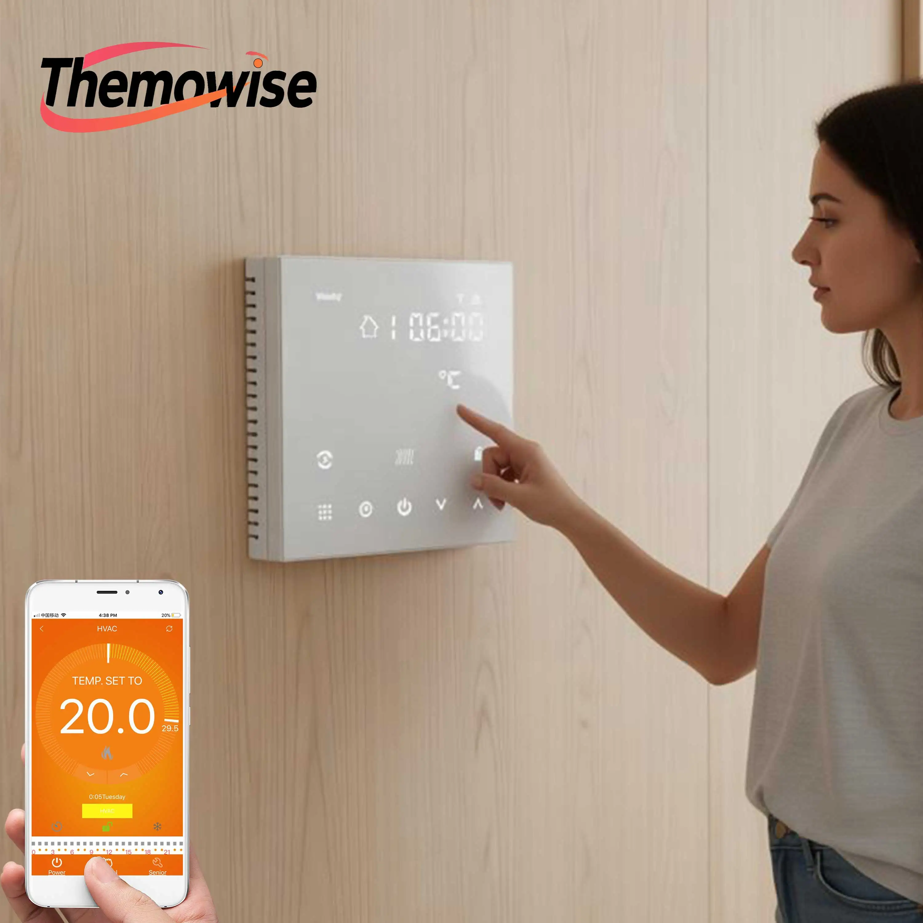 WIFI/Zigbee Dual Sensor Thermostat for 16A Electric Heating Controller Window&Door Triggers Temperature Switch
