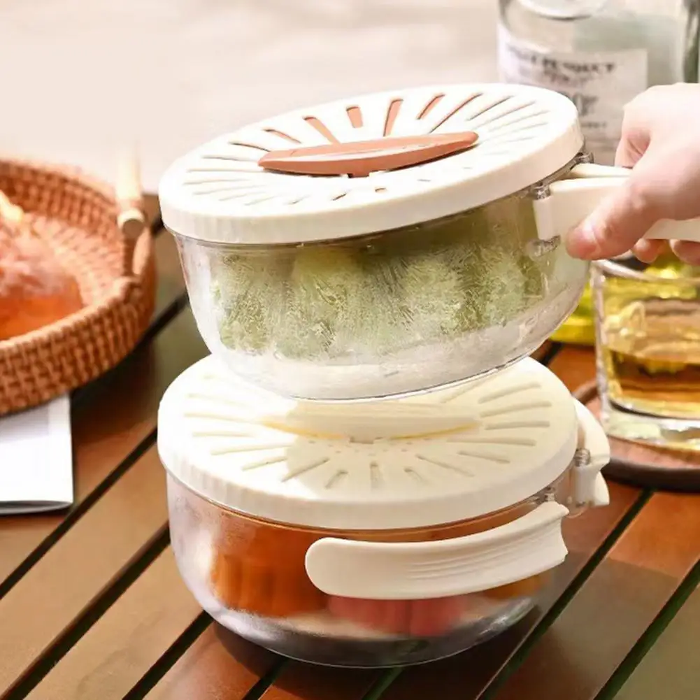 Tigela de drenagem de camada dupla de qualidade alimentar, coador de frutas, tigela de escorredor com alça de tampa, sem Bpa para eficiente