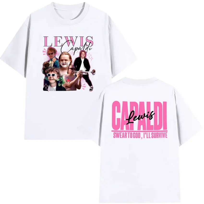 Modisches T-Shirt für Herren von Lewis C-Capaldi World Tour im Gothic-Stil, locker sitzendes, lässiges Streetwear-Oberteil, übergroßes T-Shirt