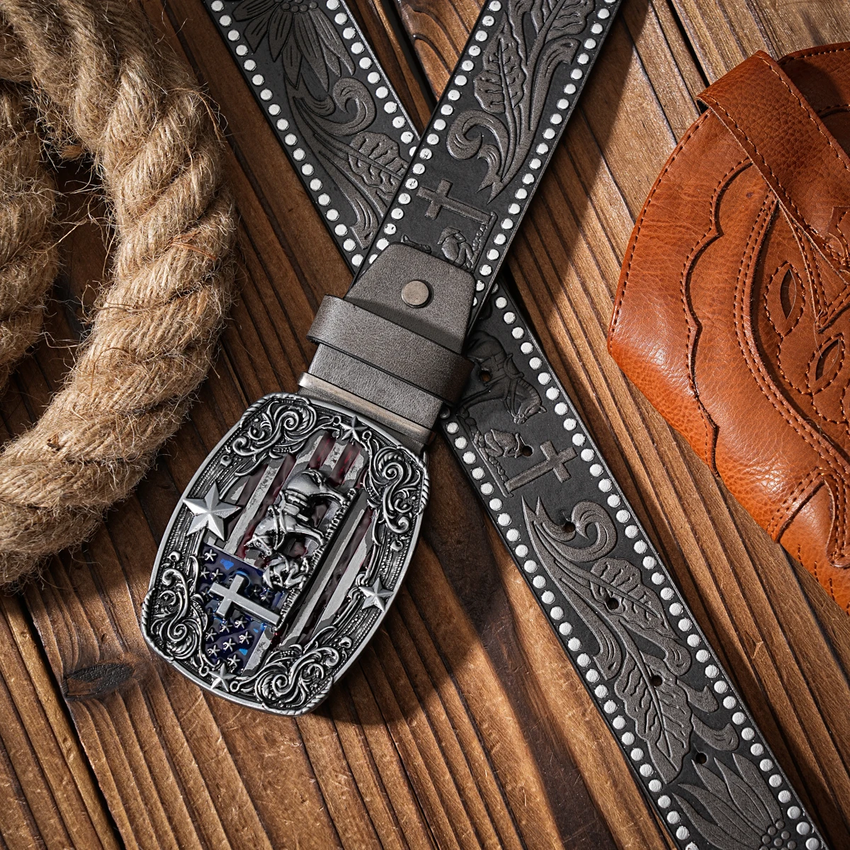 Ein Gürtel im Western-Stil aus PU-Material für Damen und Herren, ein lässiger, retro und klassischer personalisierter Gürtel. – Detail 6