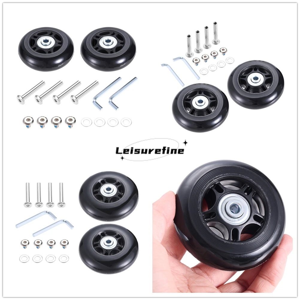 2kits Suitcase Swivel Wheels Rubber Steel Axles Replace Luggage Wheel Durable Anti-noise with Tools 68/75/78mm*24mm Easy Install