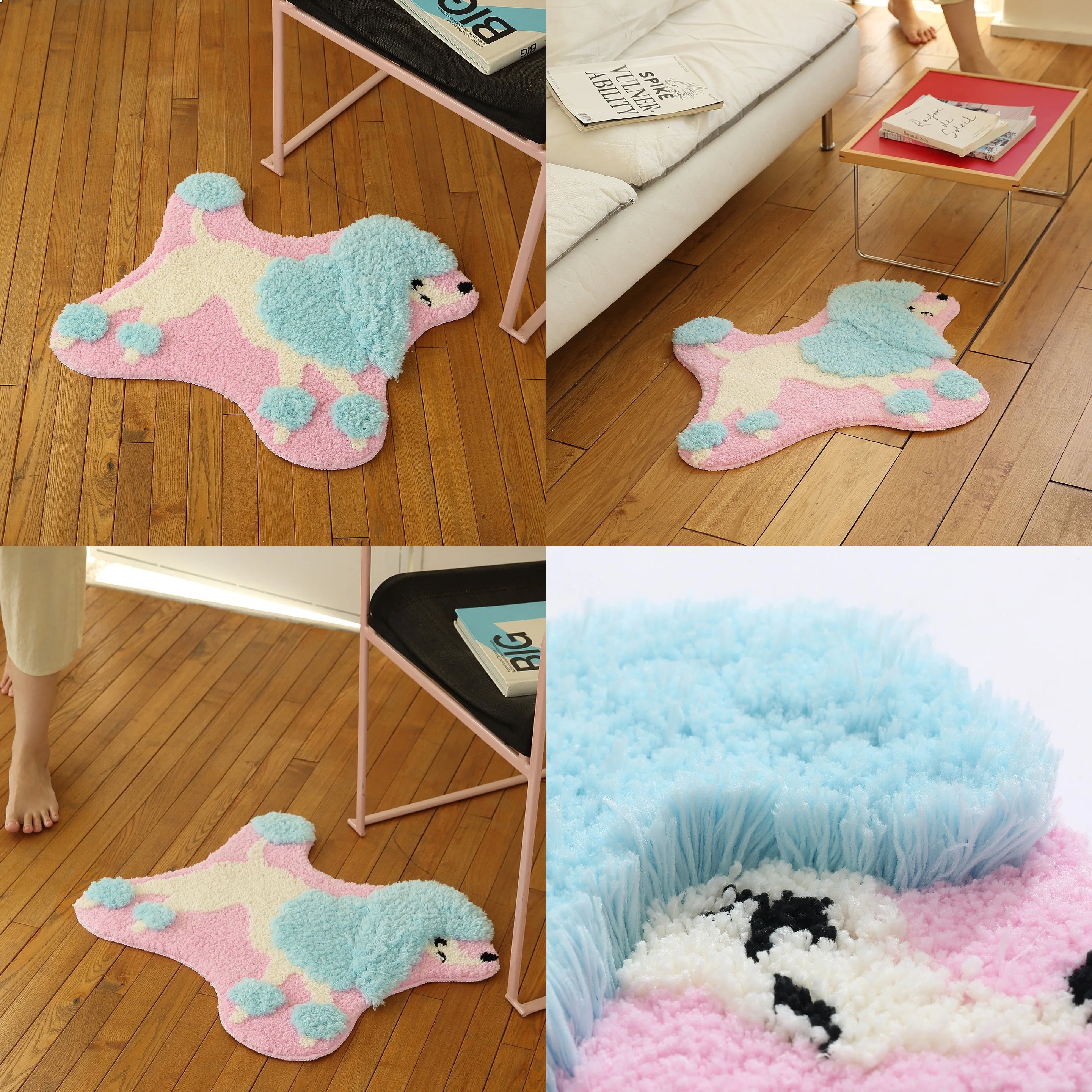 Cartoon Irregular Bathroom Absorbent Quick-Dry Mat Thick Shaggy Bedside Rug Cute Dopamine Floor Mat