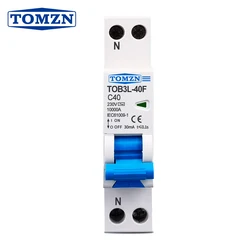 18mm RCBO 1P+N 10KA Residual current differential automatic Circuit breaker with over current Leakage protection AC type 230V