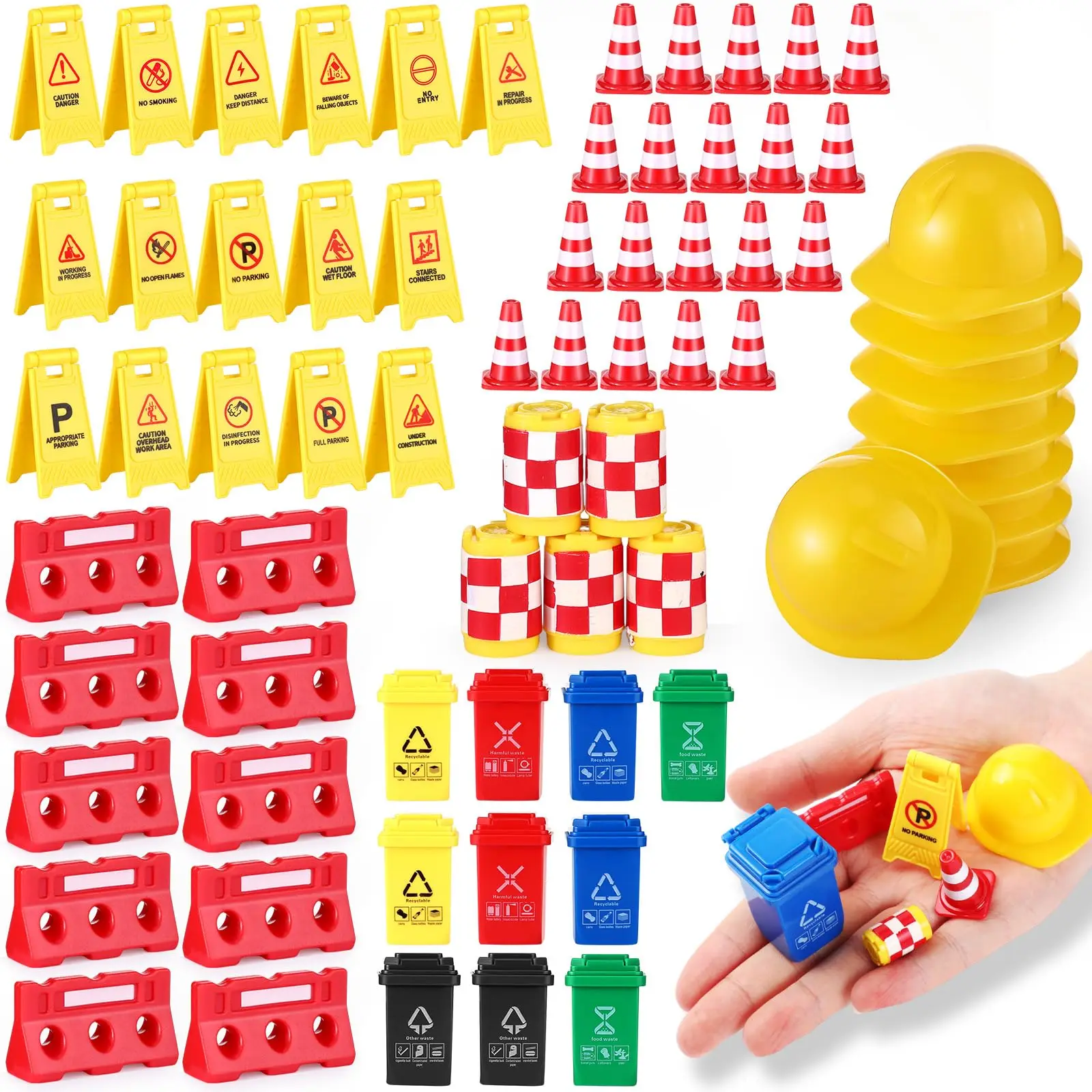 Mini Caution Wet Floor Sign for Traffic Construction Party Scene Decoration Car Birthday Warning Sign Teacher Educational Props
