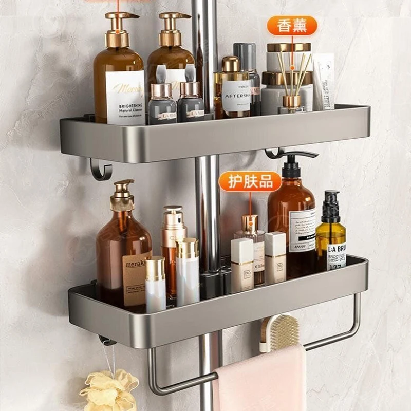 Shower Shelf Shower Organiser Aluminum Bathroom Shelf Without Drilling Soap Shampoo Holder Shower Tray Bathroom Accessories