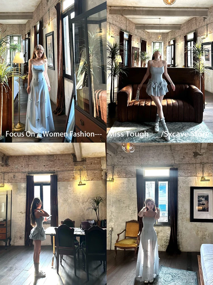 Summer Sweet Strap Y2k Mini Dress Hot Girls Club Party Slim Fit Dress Woman Elegant One Piece Dress Korean Fashion Deisgn