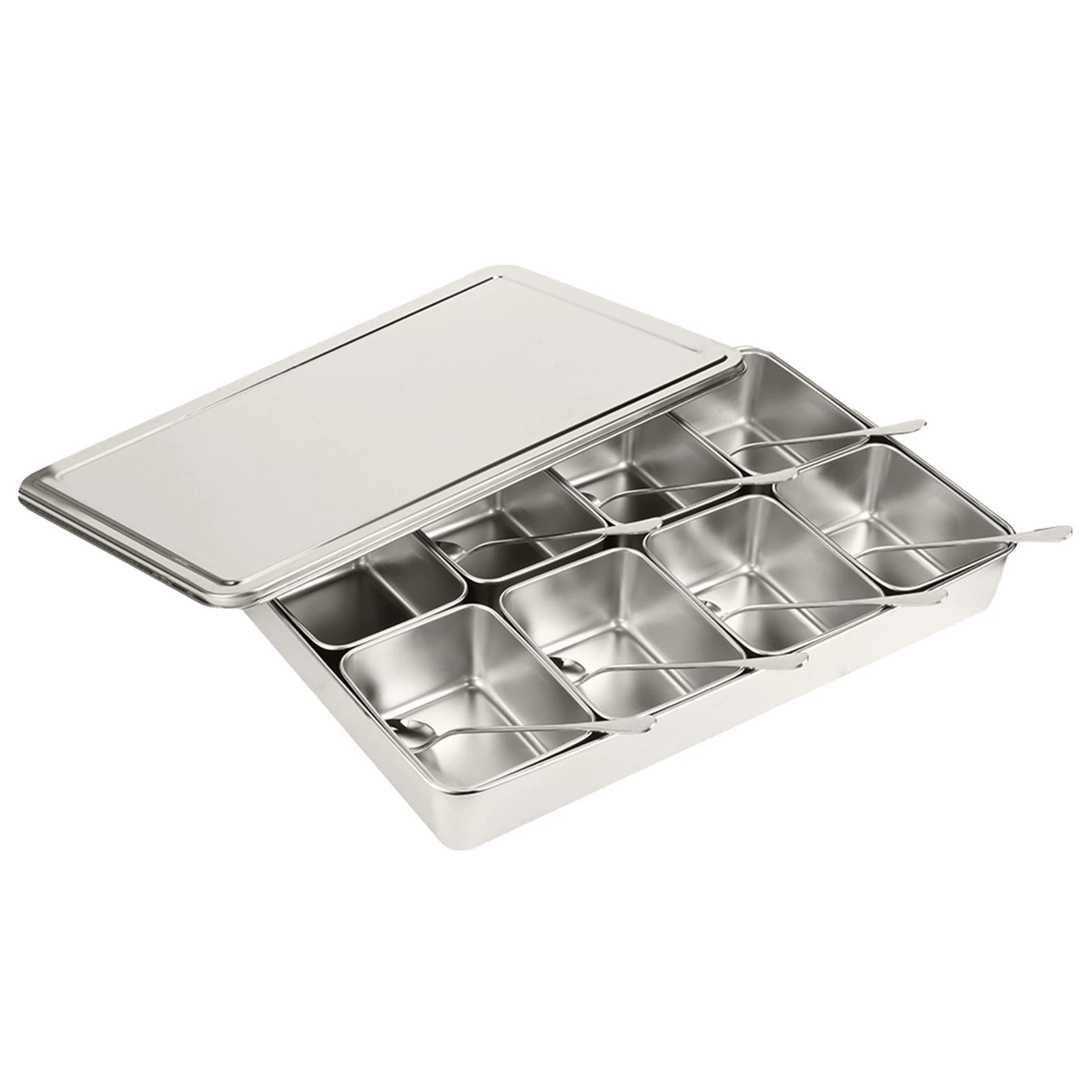 8 Grids Stainless Steel Seasoning Box Condiment Storage Containers Seasoning Jar Kitchen Utensils