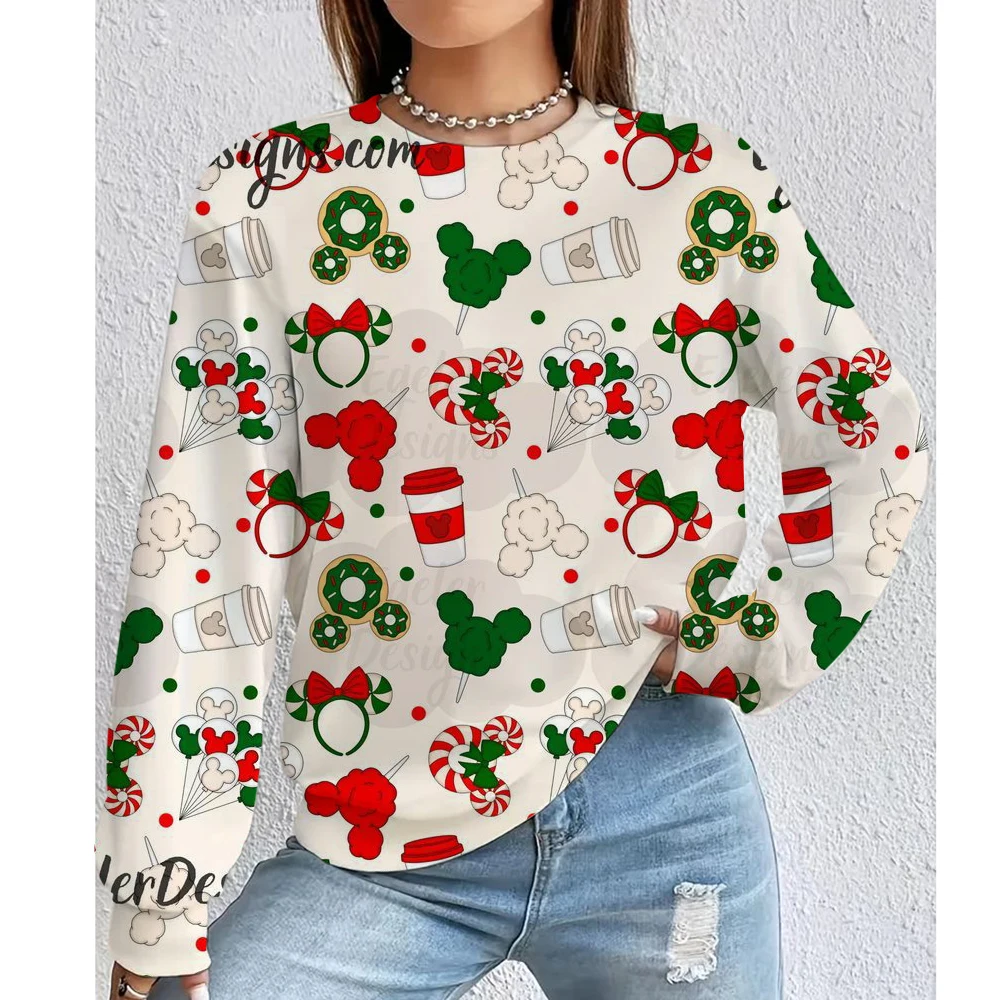 Felpa con cappuccio da donna di Natale Disney Topolino Felpa con cappuccio casual americana Felpa con cappuccio da donna autunno Hip Hop Abbigliamento casual
