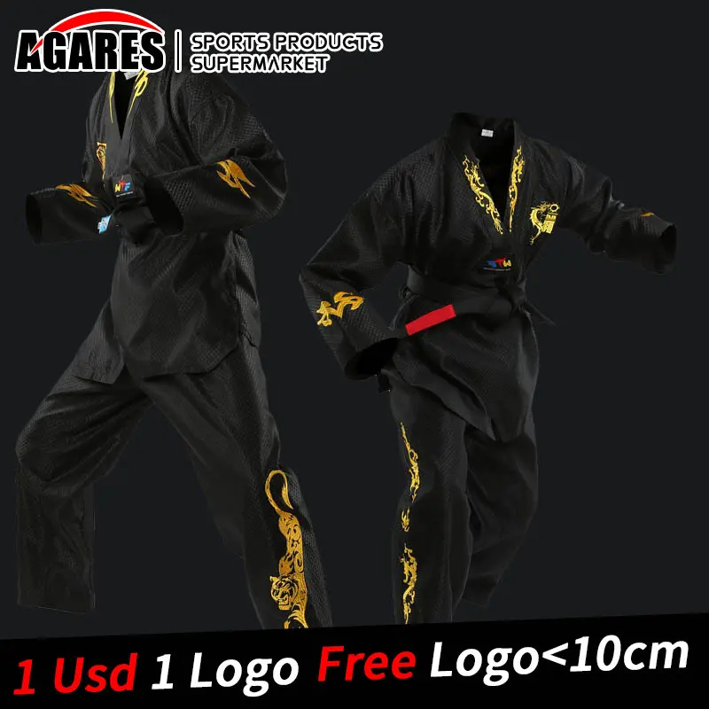

Black Taekwondo Uniform Dobok kids Male Female Taekwondo dobok cotton suits jodo Uniform Taekwondo Cloths