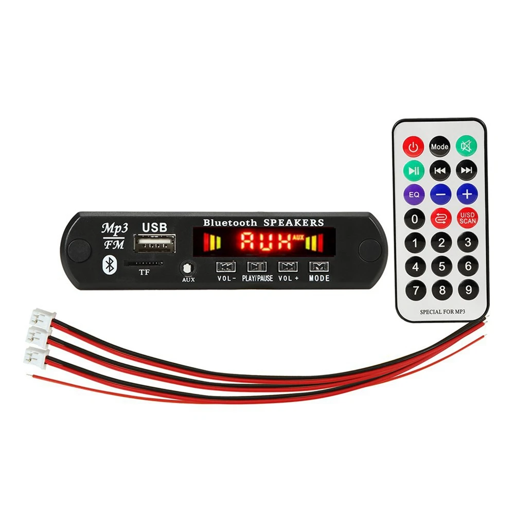 

Усилитель 2X3W, Bluetooth 5,0, mp3-плеер, декодер, плата, автомобильный модуль FM-радио, поддержка TF, USB, AUX, громкая связь, запись вызовов