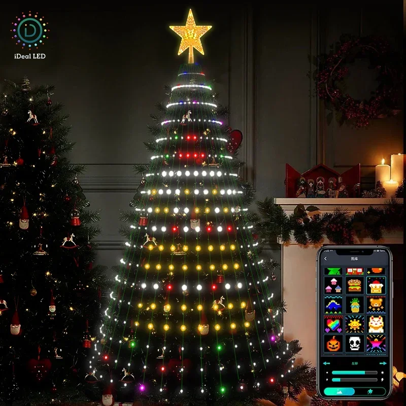 Smart Christmas Tree Lights App DIY Text Pictures Music Rhythm LED RGB String Lights Bluetooth Control LED Christmas Lights