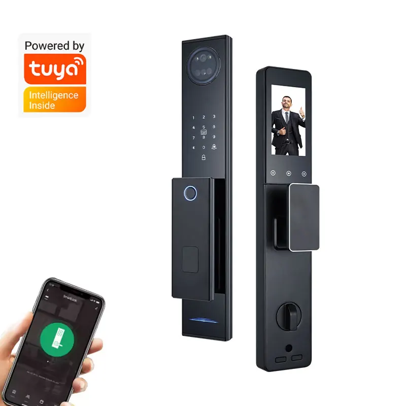 

WiFi Tuya App Full Automatic Intelligent Door Lock with Handle 3D Face Recognition Fingerprint Password IC Card Key Unlocking