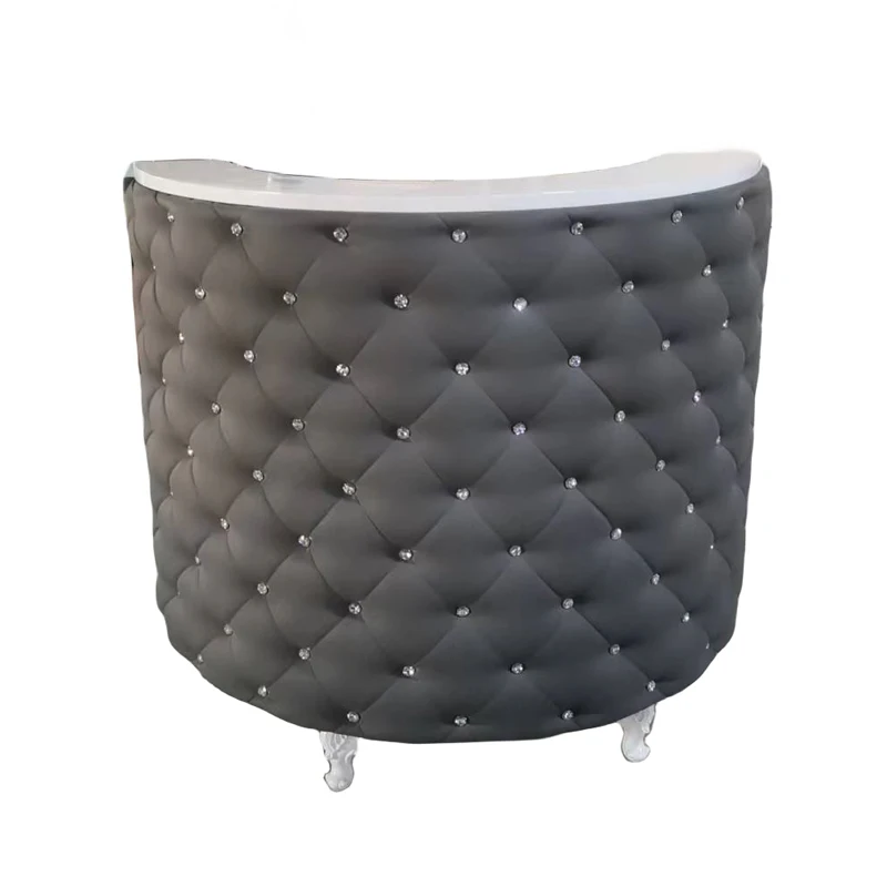 

White Pink Black Reception Desk Front Barber Shop Spa Small Reception Desk Modern For Salon