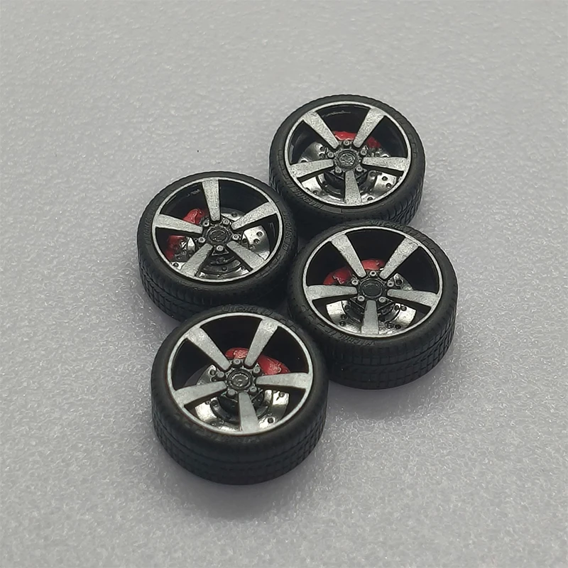 1:64 Resin Metal Wheel Diameter 10.5mm/11mm Suitable for 1/64 Static Car Model Tire Modification Accessories Including Calipers