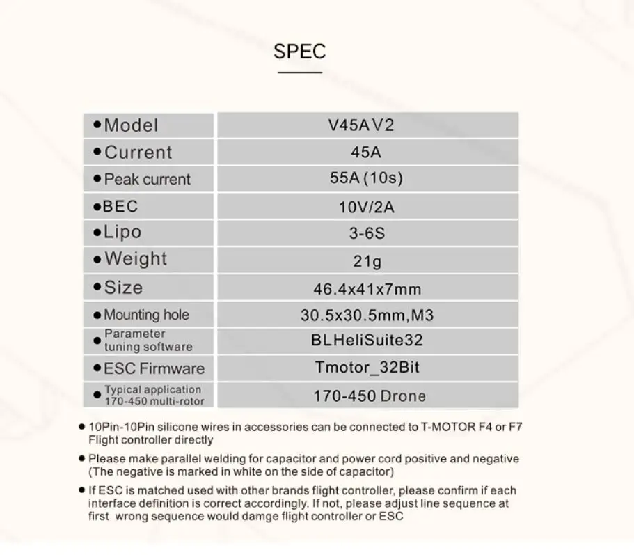 TMOTOR V45A 6S 45A ESC BL32 4w1 kontroler prędkości 3 ~ 6S Lipo FPV wyścigi F4 F7 F722 F405 stos matek Geprc Iflight 170-450 Drone