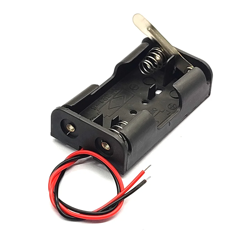 2X1.5V AA Pin Nhựa AA Hộp Lưu Trữ Đen Với Tấm Kim Loại Robot Thí Nghiệm DIY