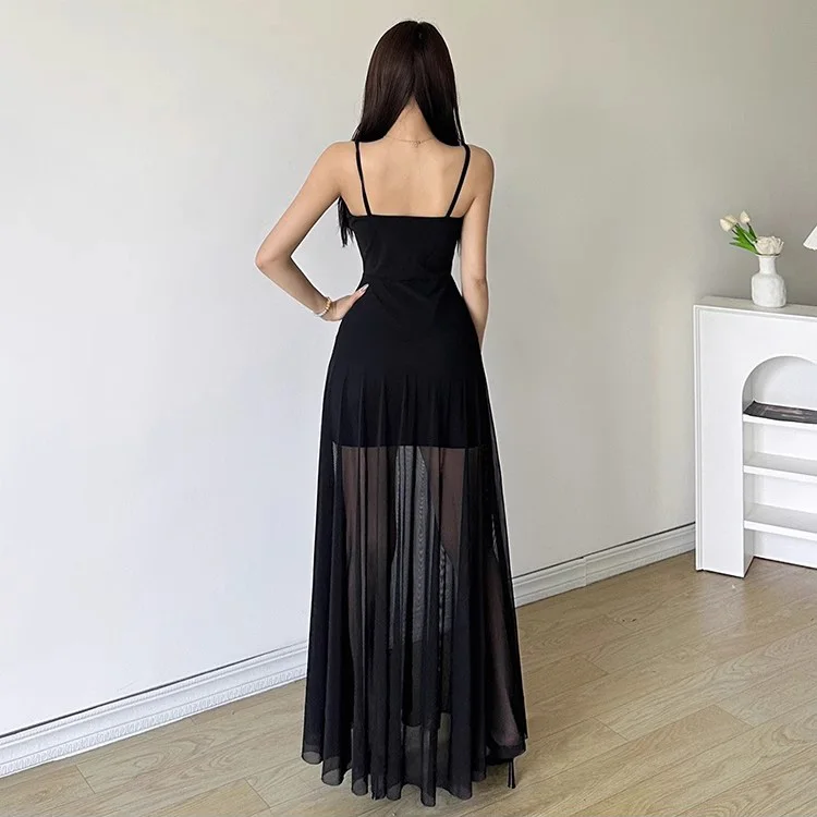 فساتين نسائية بدون أكمام لطيفة للحفلات الشتوية من الصوف الجاكار محززة بطية صدر السترة مبطنة بقصة ضيقة لعيد الميلاد أنيقة للولائم والاستقبال أنيقة #4