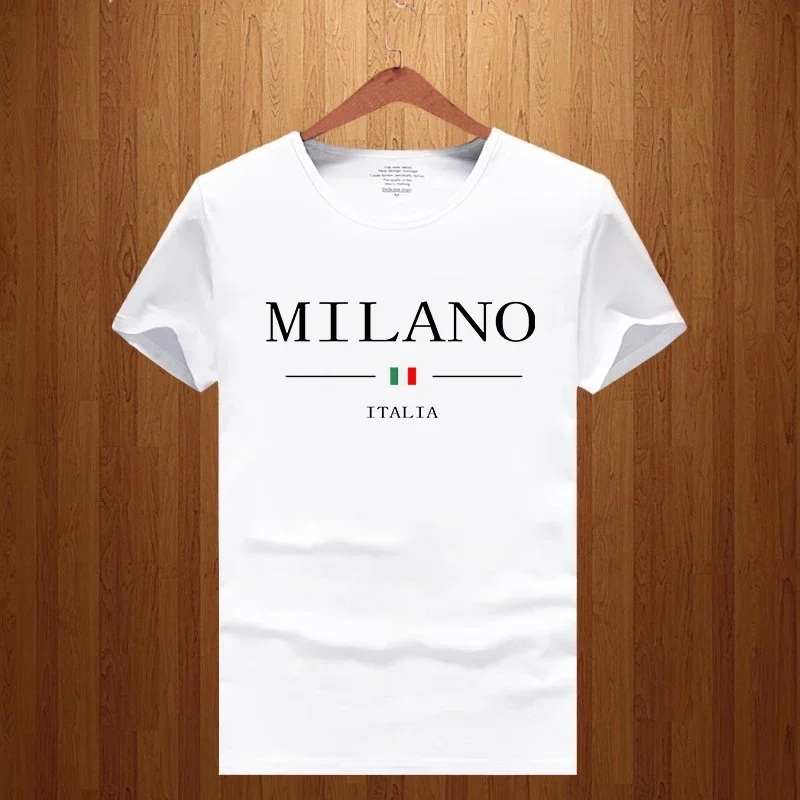 Men's Summer 2024 Milan Monogram Print Crew Neck Y2k T-Shirt Men's Short Sleeve Luxury Garment Loose 100% Cotton Soft Top