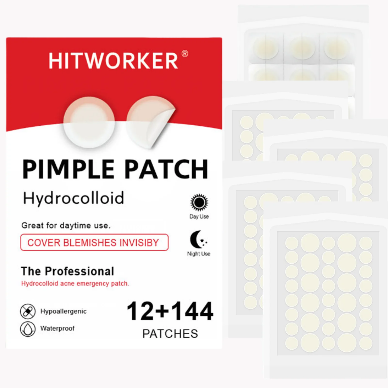 156 parches para el acné parches hidrocoloides para el acné diurnos y nocturnos: absorción suave y no irritante, parches para el acné y imperfecciones limpios