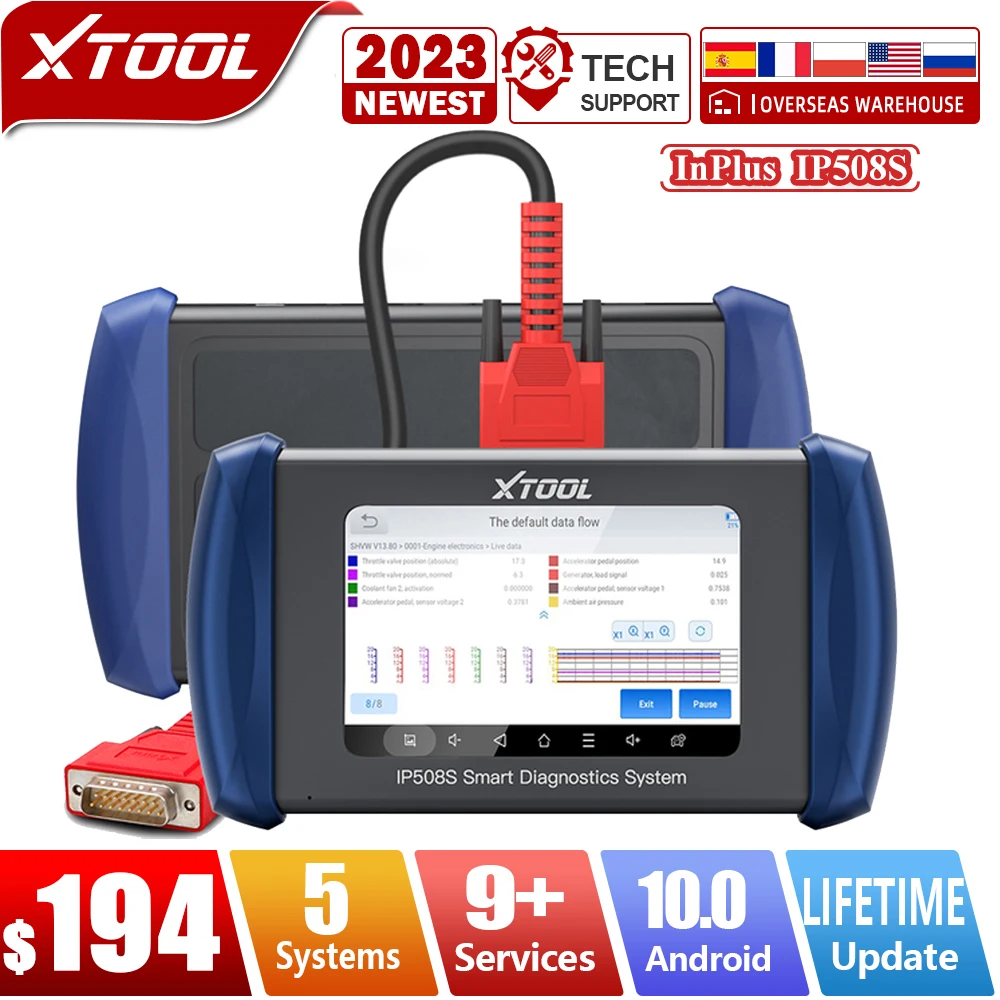 XTOOL InPlus IP508S Automotive OBD2 Diagnostic Tools 9+ Resets ABS SRS Airbag Engine AT Code Reader Scanner Lifetime free Update