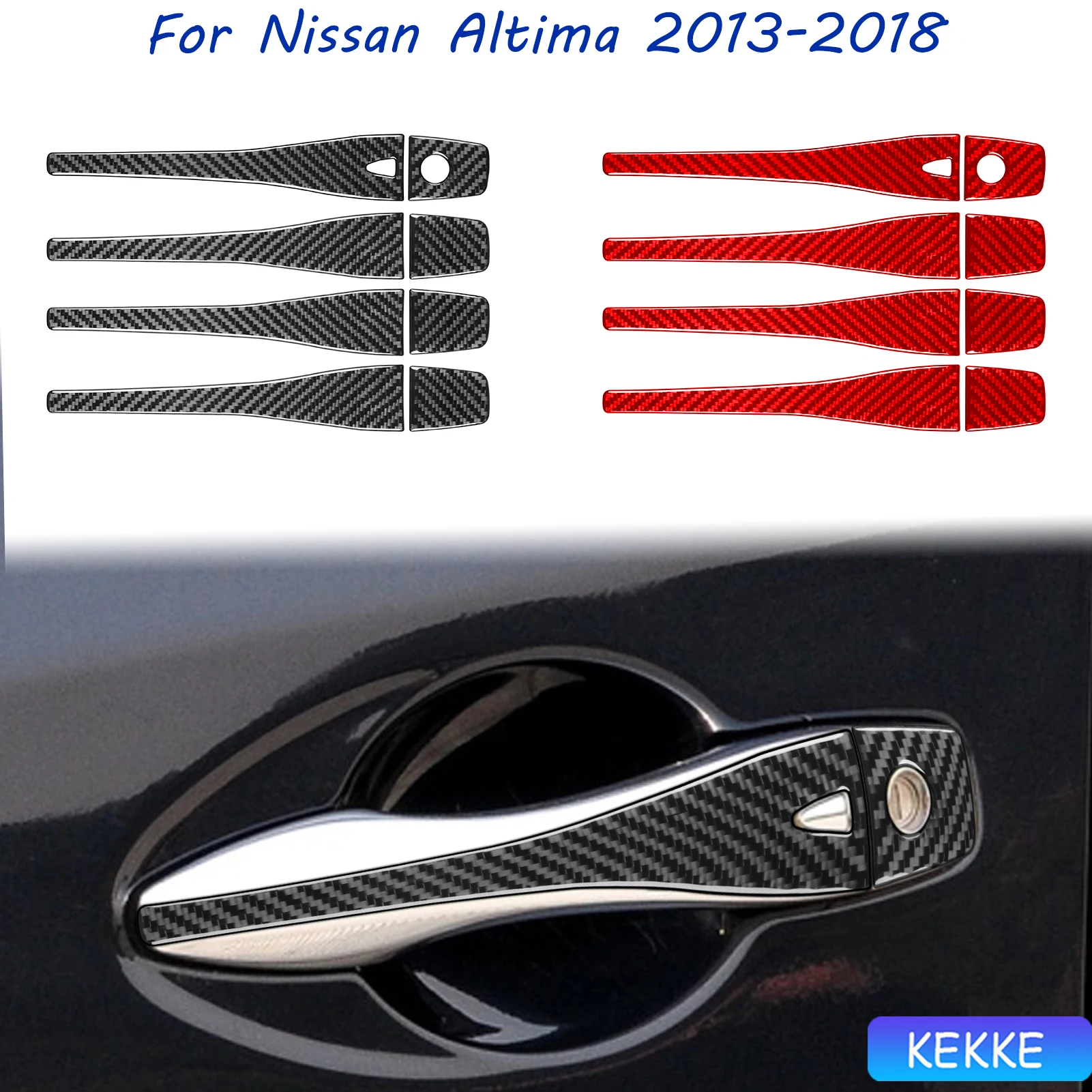 

For Nissan Altima 2013-2018 Real Carbon Fiber Outer Door Handle Trim Sticker Auto Interior Decorative Decal Accessory