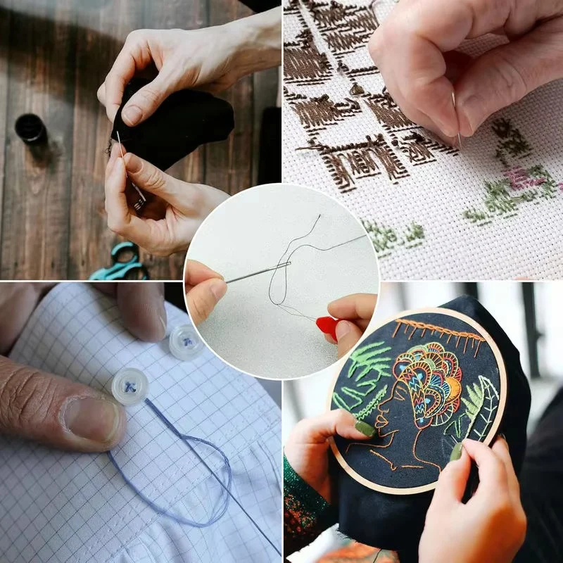 7 أحجام كبيرة العين الخياطة مجموعة الإبر الحادة 40 قطعة إبرة جلدية التطريز الموضوع الإبر مع الخيوط للديكور الحرف الفنية #6