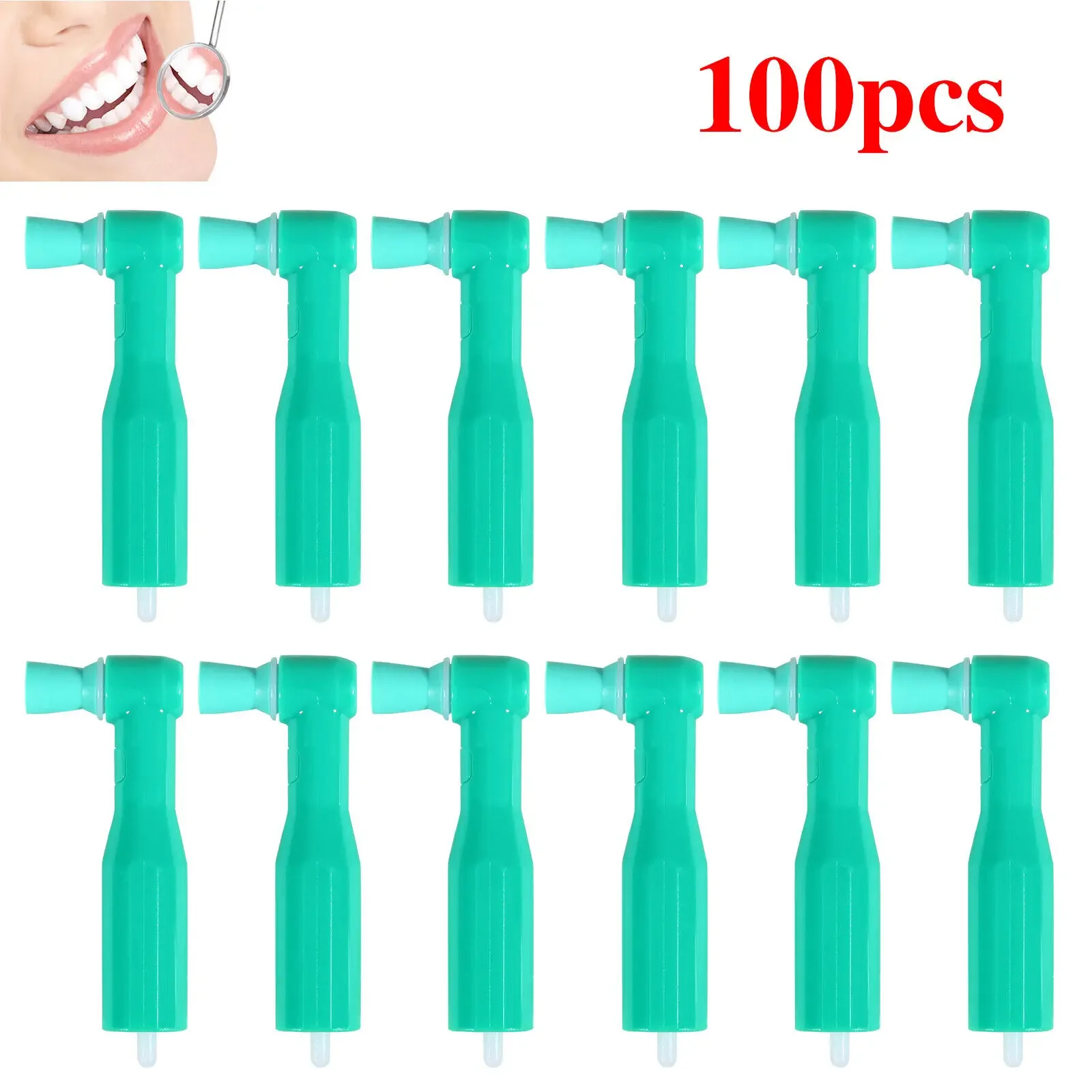 100 pcs Dental Disposable Prophy Angles Cups Contra Angle Green Soft Cup Green Color