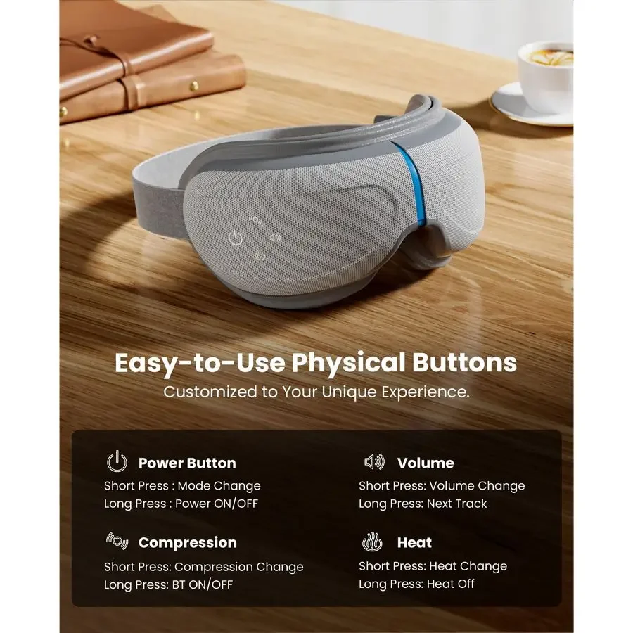 열과 냉각 기능이 있는 눈 마사지기, 아이오아시스 2 편두통용 아이 마스크, FSA 및 HSA 사용 가능, 눈을 위한 온열 얼굴 마사지기