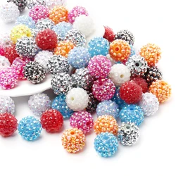 10Pc 16/20mm Round Acrylic Bead Inlaid Colorful Crystal Loose Spacer Beads For DIY Ballpoint Pen Pendant Necklace Jewelry Making