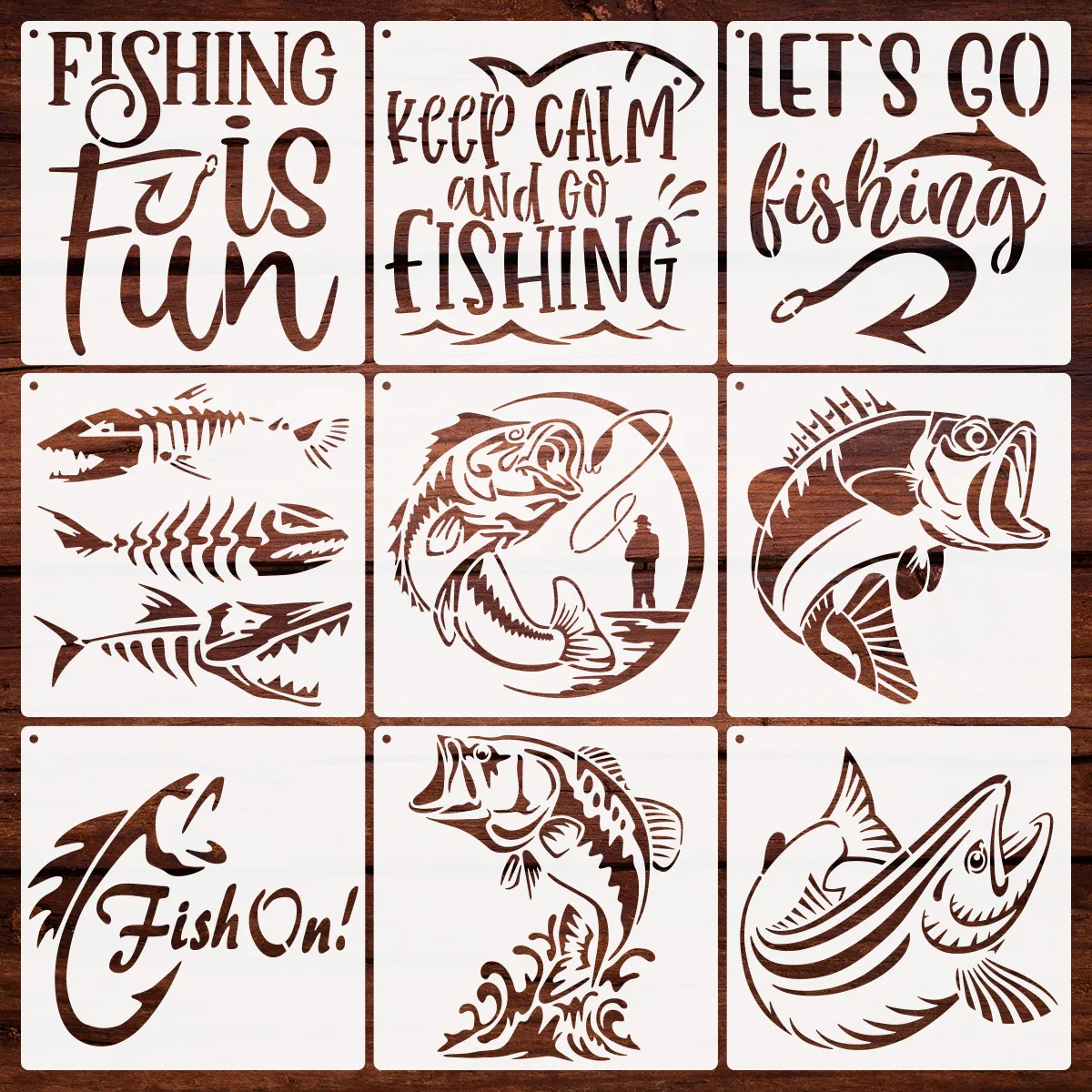 

9 шт./компл. 20*20 см рыболовные слова рыбья кость DIY многослойные трафареты для рисования раскраска для скрапбукинга тиснение альбом декоративный шаблон