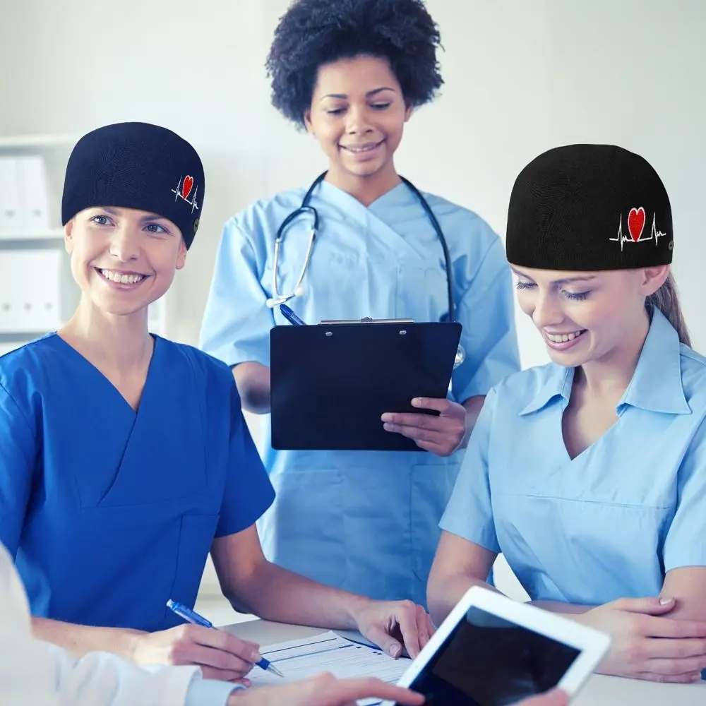 Professional With Button Nurse Caps Elastic Bandage Breathable Scrub Hats Lightweight Sweatband Working Caps Nursing