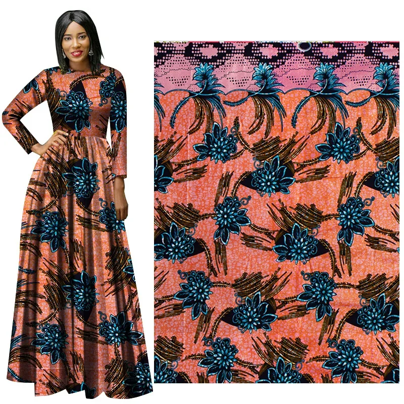 Tissu Africain Ankara 2024 Coton de 6Yards, Étoffe d\'Avertissement en Or group, Style Nigérien et Ghana, pour la Couture de Robes Artisanales, DIY,