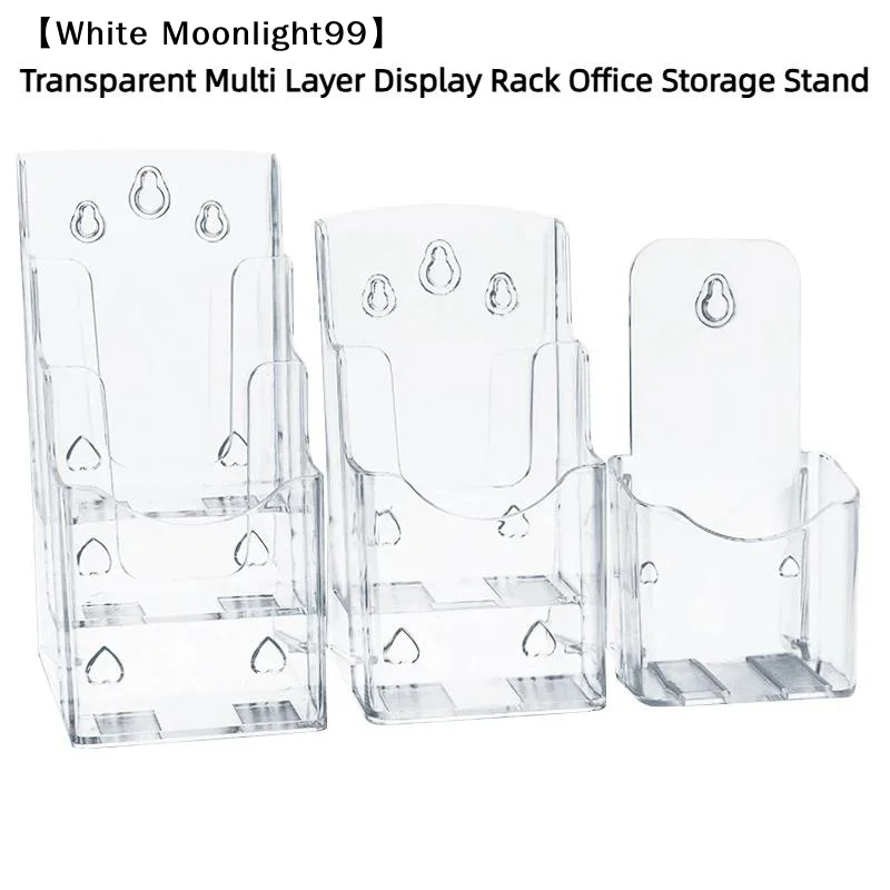 A6 1/2/3Layers Brochure Holder Clear Flyer Menu Paper Card Stand Display Rack Card Storage〔White〕