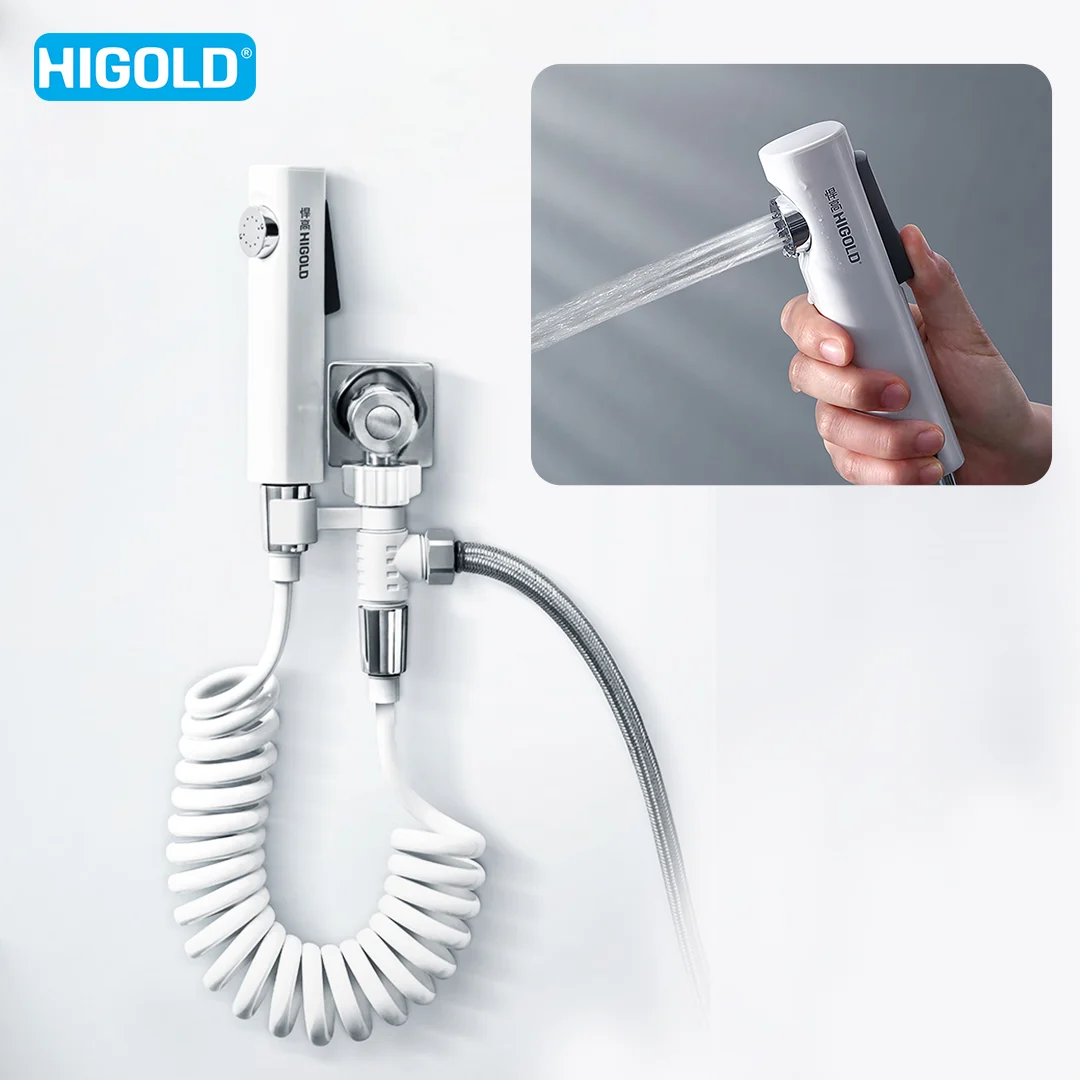 Higold Handheld bidet sprayer set for toilet Stainless Steel Hand faucet gun for Bathroom hand shower head self cleaning