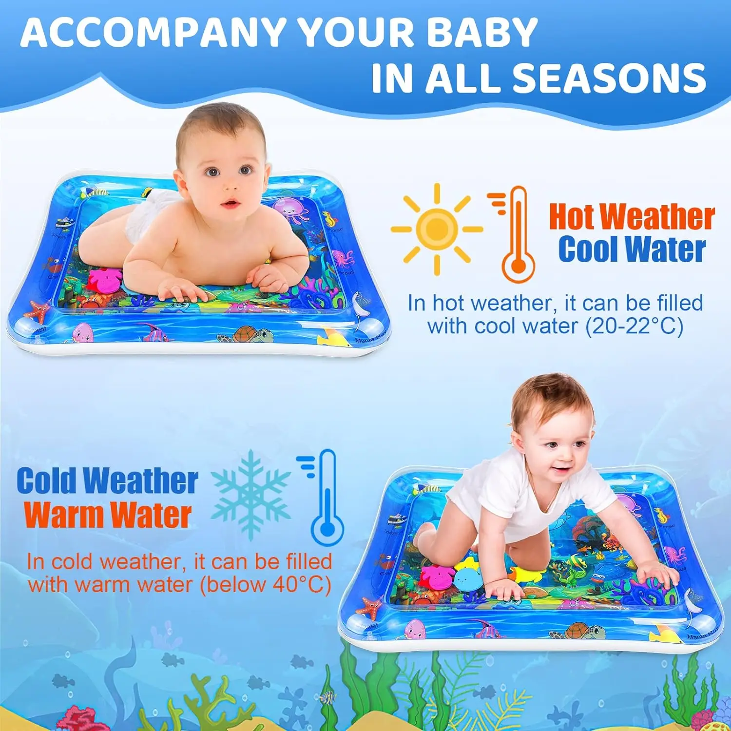 Baby Water Play Mat Inflatable Cushion PVC Infant Tummy Time Toddler Water Pad for Kids Early Education Developing Activity Toys