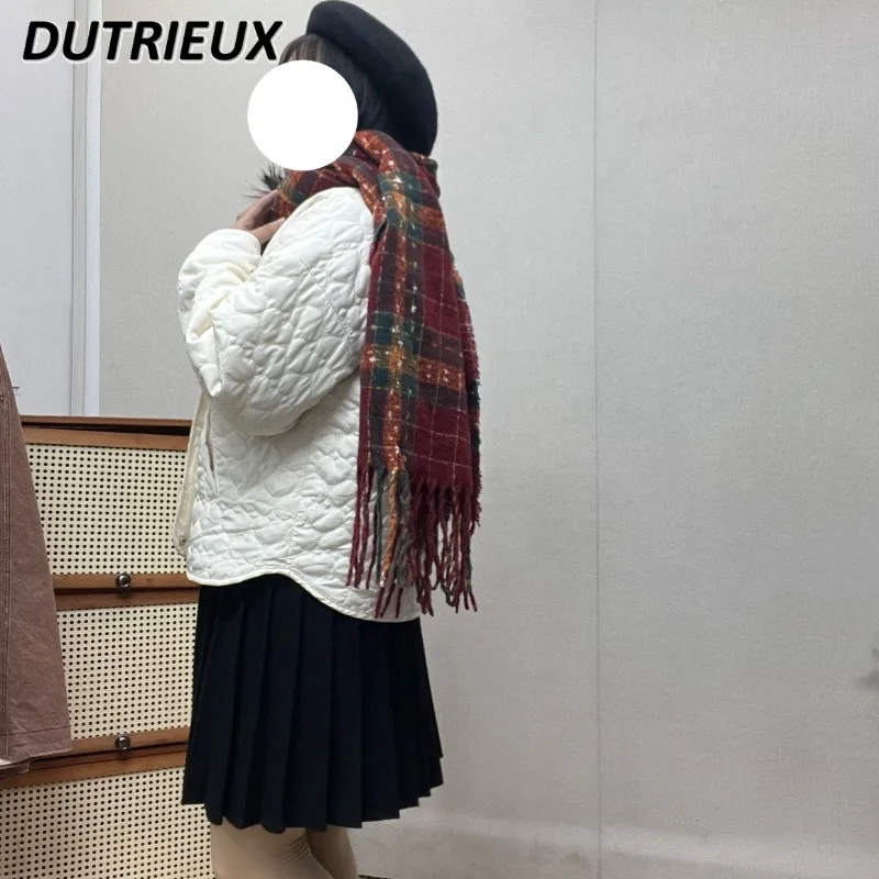 Japanischen Stil Winter Neue Süße Nette Mädchen Vielseitig Plaid Farbe Schal Ausgehen Warme Schal Hals Zubehör für Frauen