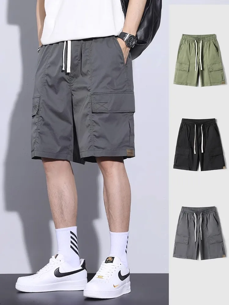 

Ice Silk Thin Men's Casual Pants Summer Workwear ort Trousers Street Sle Loose Fit Sports Mid-Length Straight Leg Jeans