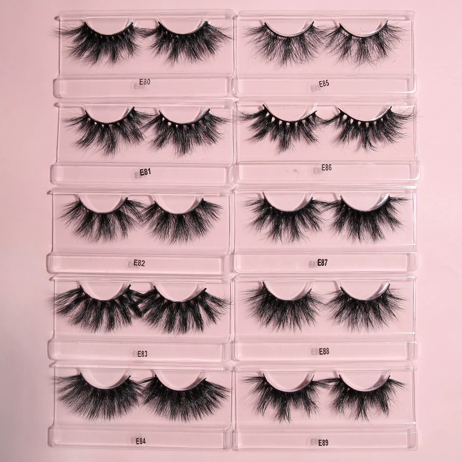 Wholesale 3D Real Mink Eyelashes Handmade 25MM Cruelty Free Full Strip Lashes Beauty Soft False Makeup Eyelash Extension E81