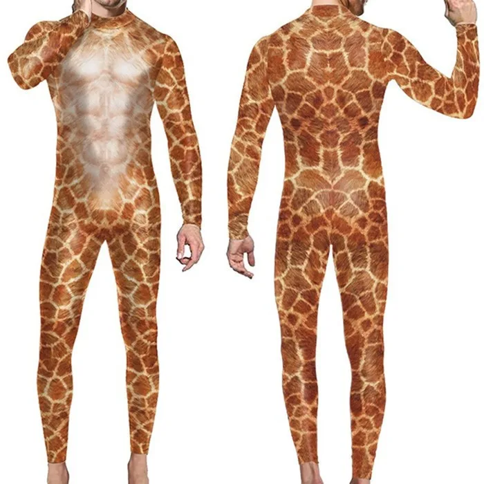 Sexy Halloween Animal Jumpsuit Tiger Cosplay Costume Giraffe Fox Bodysuit Spandex Leopard Catsuit Party Dress Up Zentai Suit - view 6