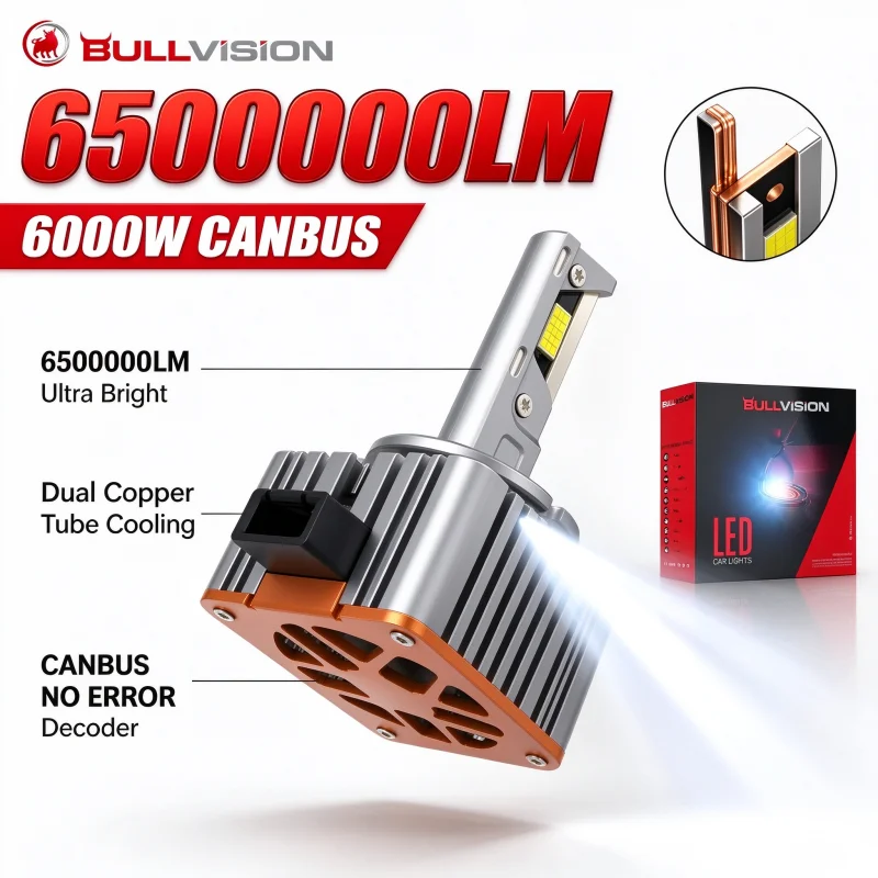 Bullvision D1S Led Headlight D3S Canbus Bulbs 600000LM CSP D4S D5S D2S D8S Led 800W Super D1R D4R D2R D3R Car Bulb Two-sided CSP