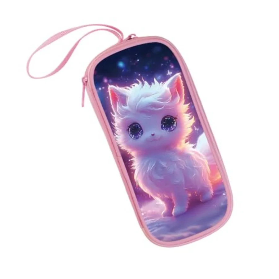 

's Pencil Case, Large Zipper Pencil Pouch for Girls with Two Compartments Girls Pen Pouch for School Fox Pencil Bag, Pink